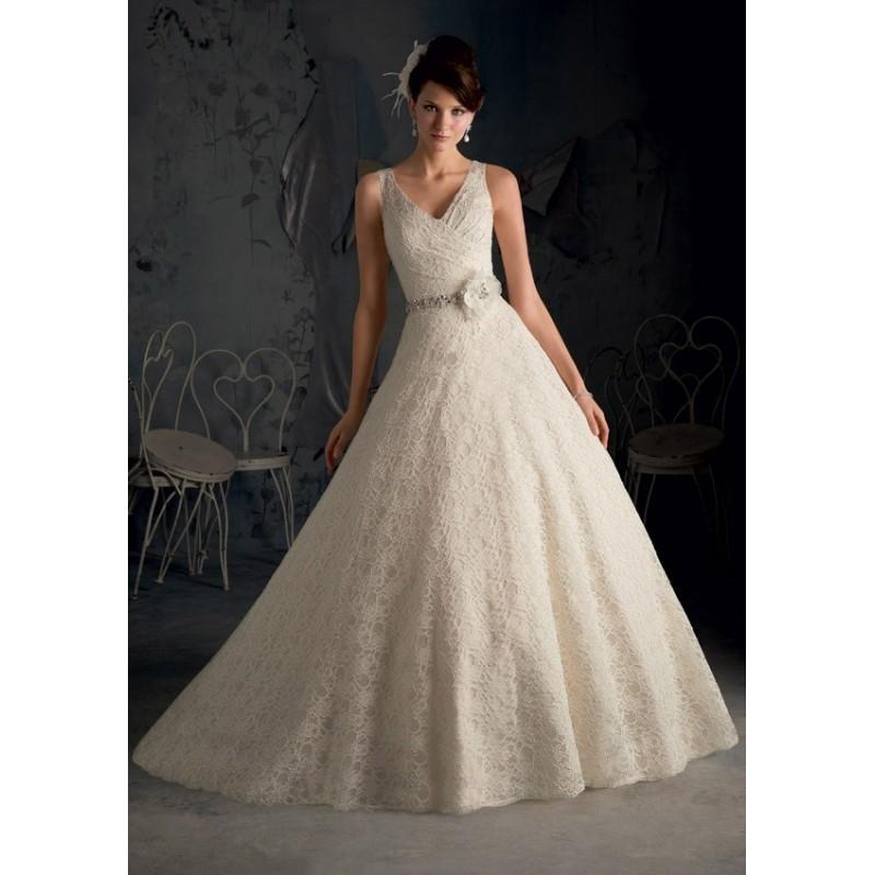 Hochzeit - Blu by Mori Lee 5170 Tank All Over Lace Wedding Dress - Crazy Sale Bridal Dresses