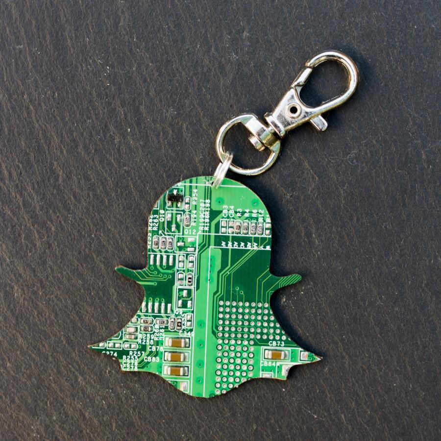 Hochzeit - SAMPLE SALE Circuit board snapchat zipper charm - Men's, gift for snapchat fan, keychain, recycled, computer nerd gift, gift for geek