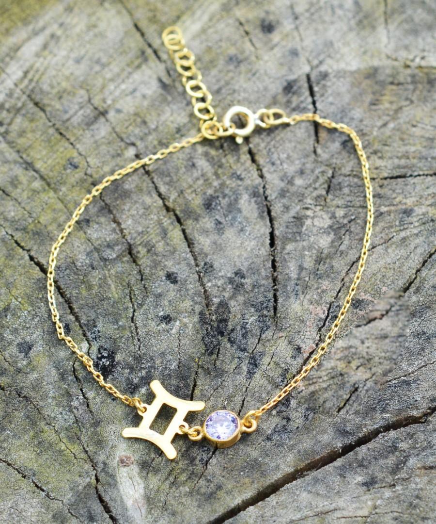 زفاف - Zodiac Sign Bracelet, Astrology Bracelet, Birthstone Jewelry, Zodiac Jewelry, Personalized Bracelet, Bridesmaid Gift, Dainty Bracelet