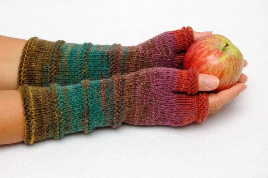 Свадьба - Winter Gloves Gift for her girlfriend gift for womens gift idea orange knit gloves Long fingerless gloves fall knit mittens Arm warmers
