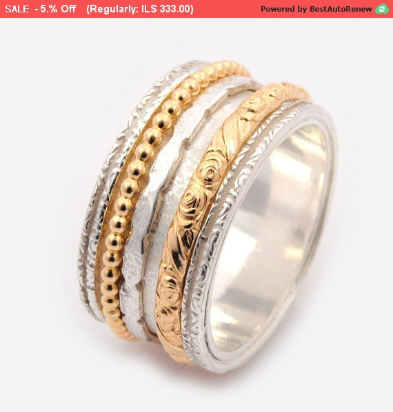 زفاف - Spinner rings for women, meditation band, worry ring, engagement rings, anxiety rings, silver wedding rings, Woodland Ring, gift for her
