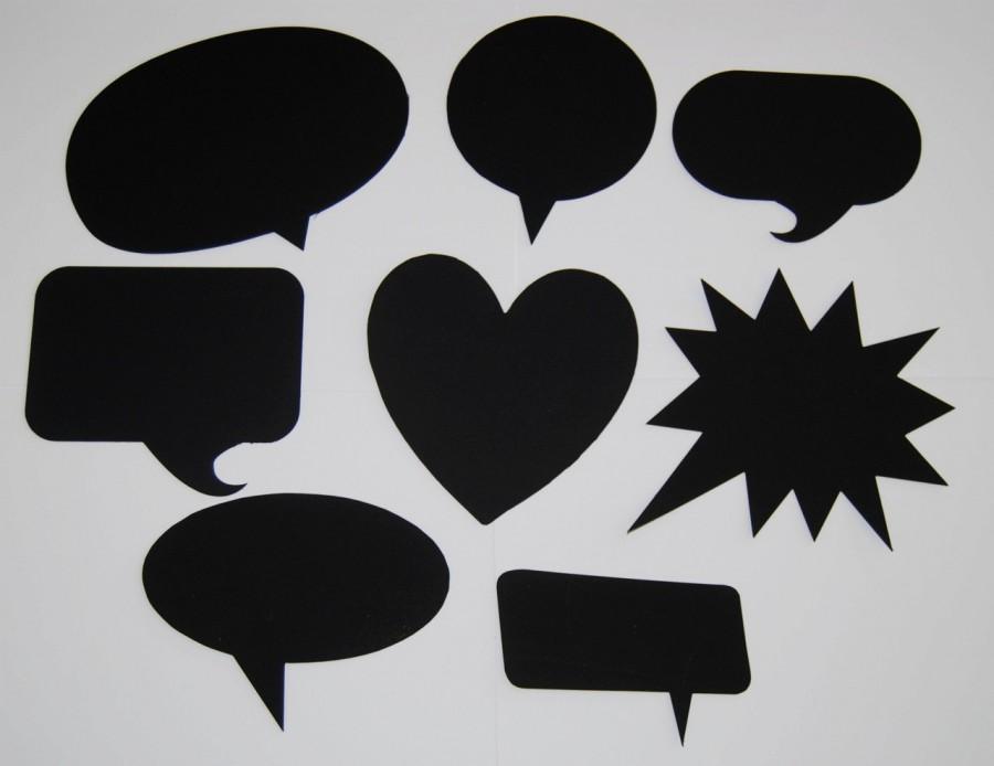 زفاف - 8 Blank Chalkboard Speech Bubbles  - Customizable Party Decorations, Wedding,  Picture booth signs, Photo Props