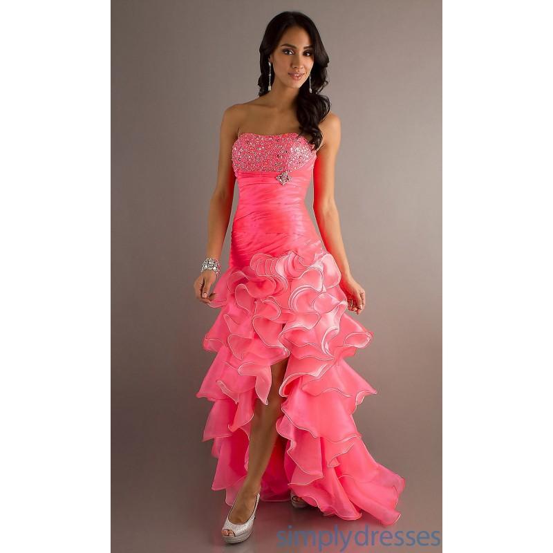 زفاف - Tailor Made Pink A-line Empire Strapless High Low Ruffled Prom/cocktail/club Dress Dave And Johnny 8715 - Cheap Discount Evening Gowns