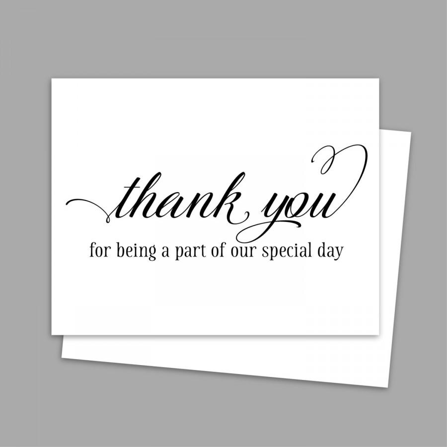 Wedding - Thank You for being part of our special day Card,Calligraphy Style Wedding Day Printed Card, A2 Wedding Day Card,Wedding day Thank you card
