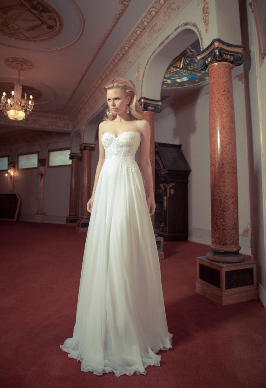 chiffon wedding dress with lace top