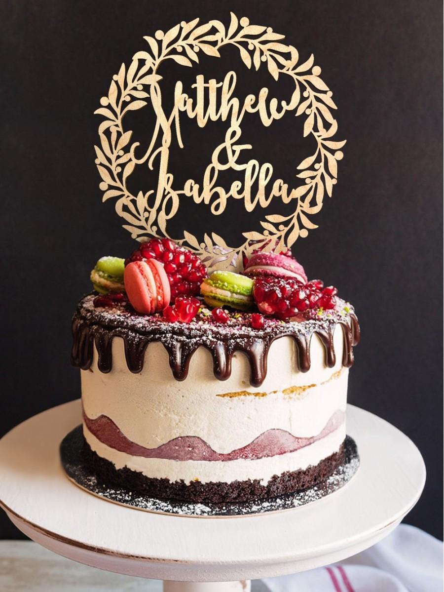 Hochzeit - Wedding Cake Topper Custom Names Personalized Name Wood Cake Topper Rustic Wedding Cake Topper