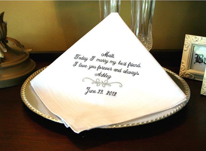 Свадьба - Groom Handkerchief -Hankie - Hanky - Today I Marry MY BEST FRIEND - Gift for Groom from Bride - Wedding