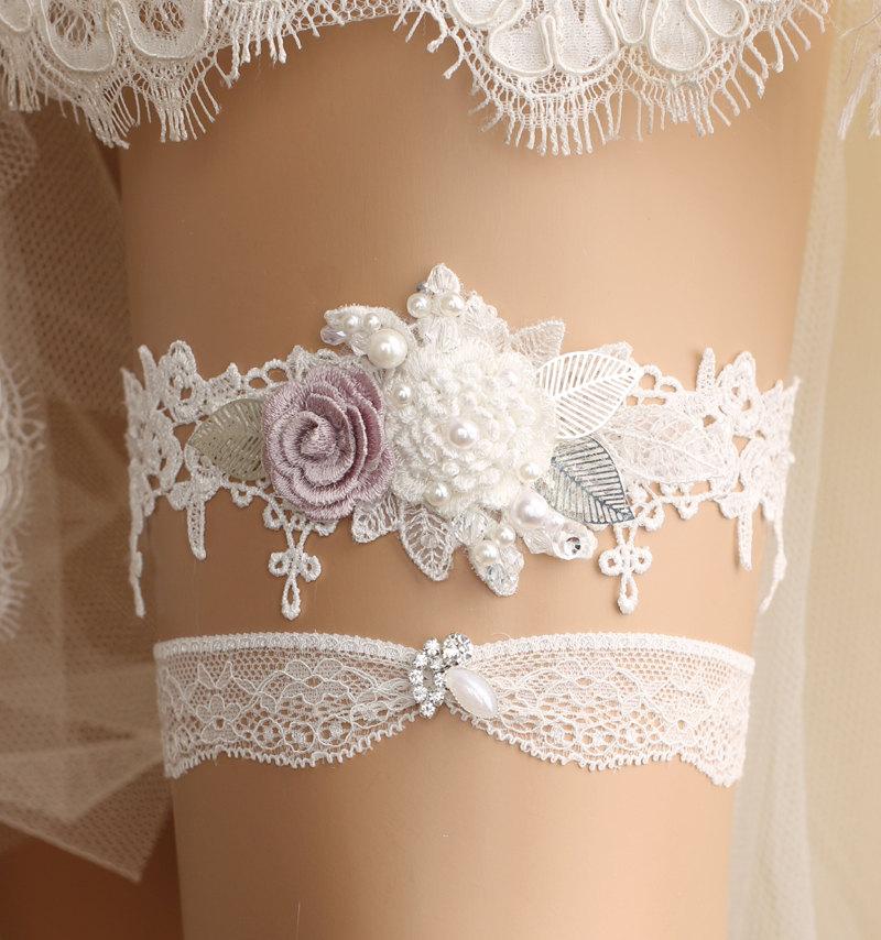 زفاف - wedding garter set, bridal garter set, lace garter set, white garter set, crystal garter, toss garter, white lace garter set