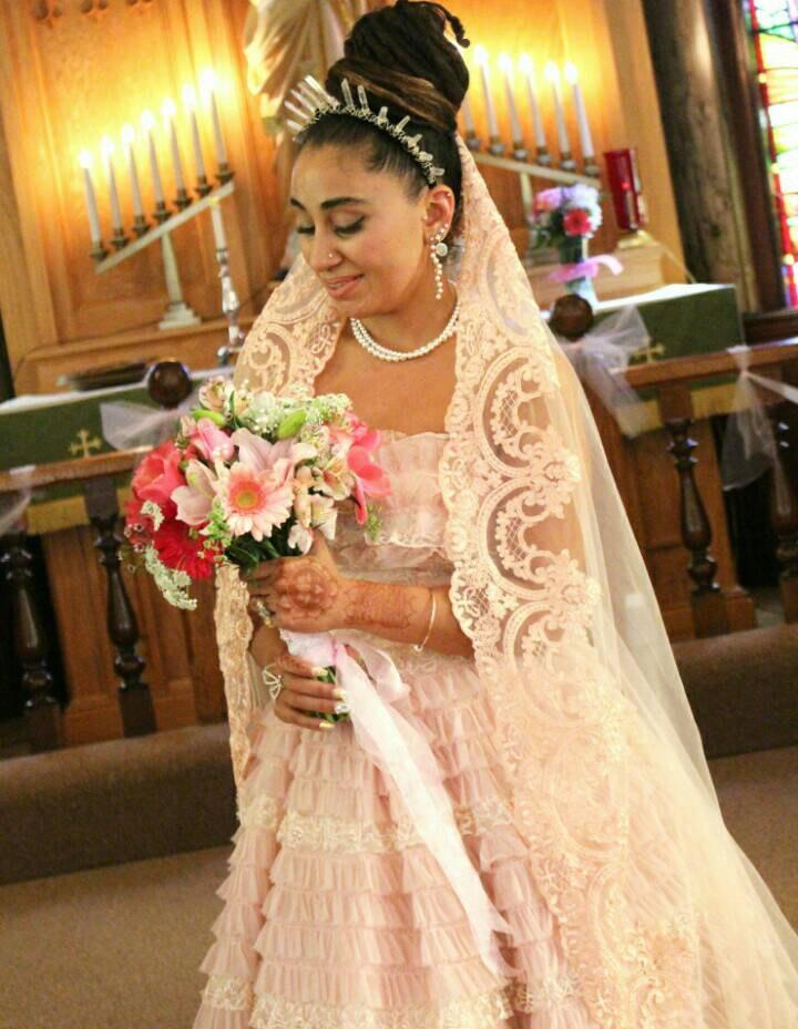 زفاف - Beautiful blush lace veil, blush pink veil, pink veil. Wedding lace veil