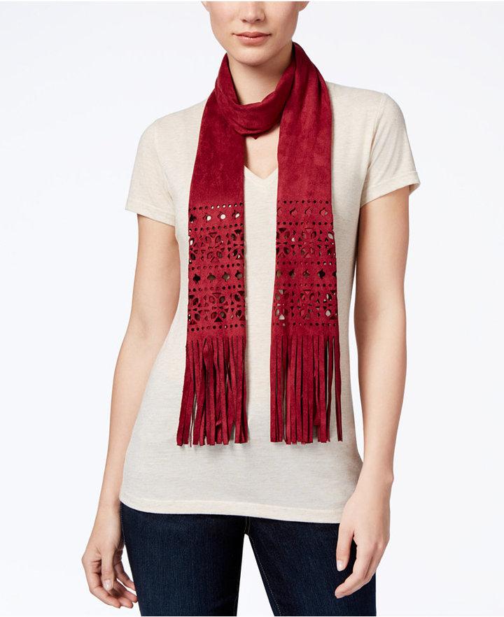INC International Concepts Perforated Faux Suede Skinny Scarf, Only At