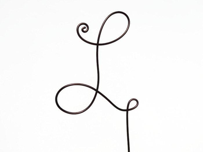 Mariage - Wire Monogram Initial Cake Topper 4 or 5 Inch- Your Choice of Letter L- Silver, Gold, Brown, Black, Red, Copper