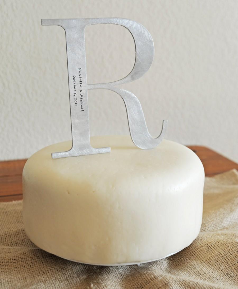 Mariage - custom monogram cake topper - your letter hand stamped with your custom text