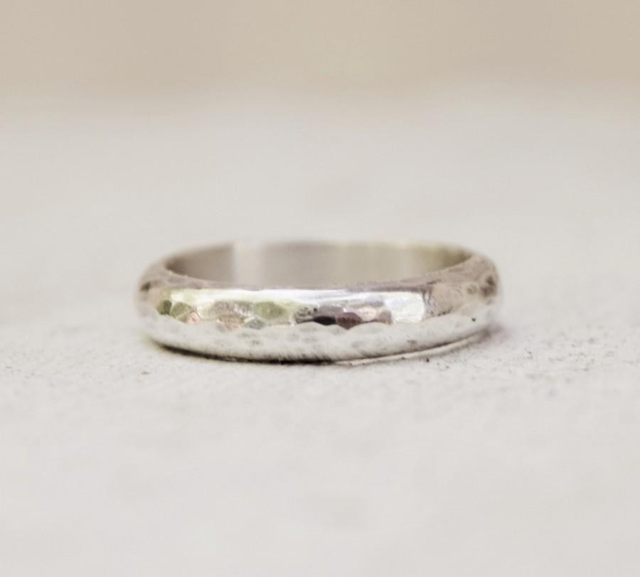 Wedding - Sterling Silver Hammered Band - Thick Ring - Mens Ring - Wedding Band -  Silver Ring - Half Round Ring - Unisex Ring 