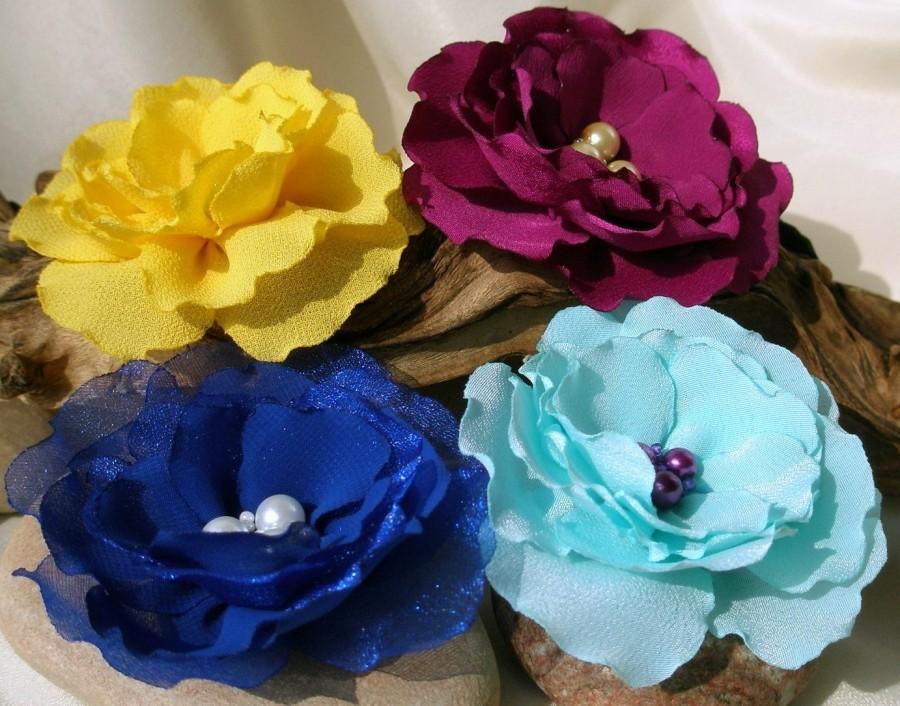 Wedding - Colorful Flowers Pin, Set of 4