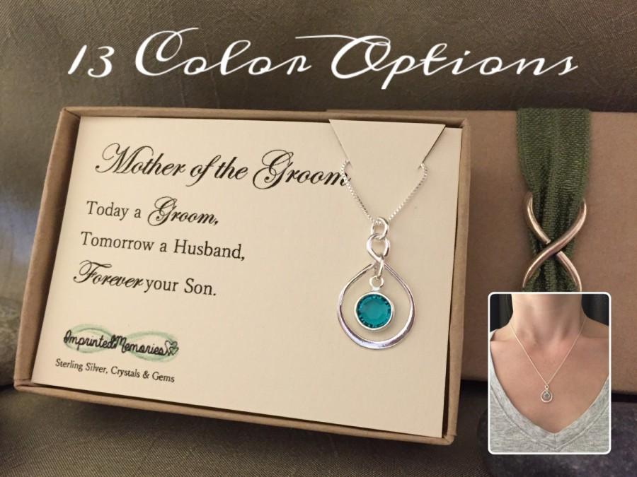 زفاف - Mother of the groom gift from groom - necklace sterling silver crystal - Today a groom Forever your Son - mother of the groom from son