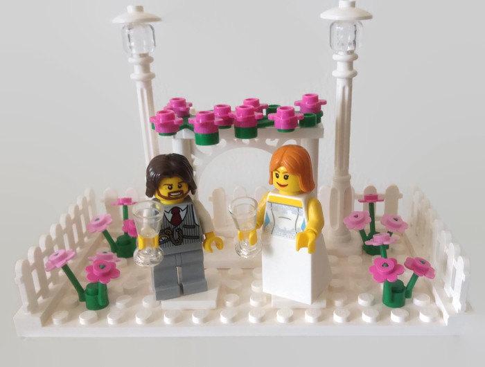 زفاف - Lego Custom Wedding Cake Topper Heart Bride And Groom Minifigures Wedding Gift Favor