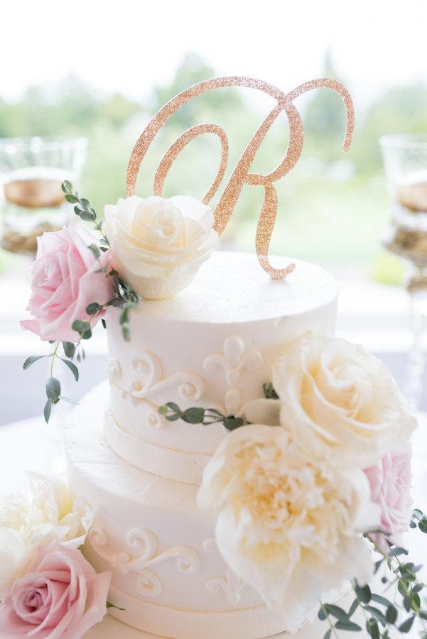 Wedding - Wedding Cake Topper Letter Monogram in Glitter Gold or Custom, Party Cake Topper Wedding Decor Cake, Engagement, Shower Etc. (Item - CTL900)
