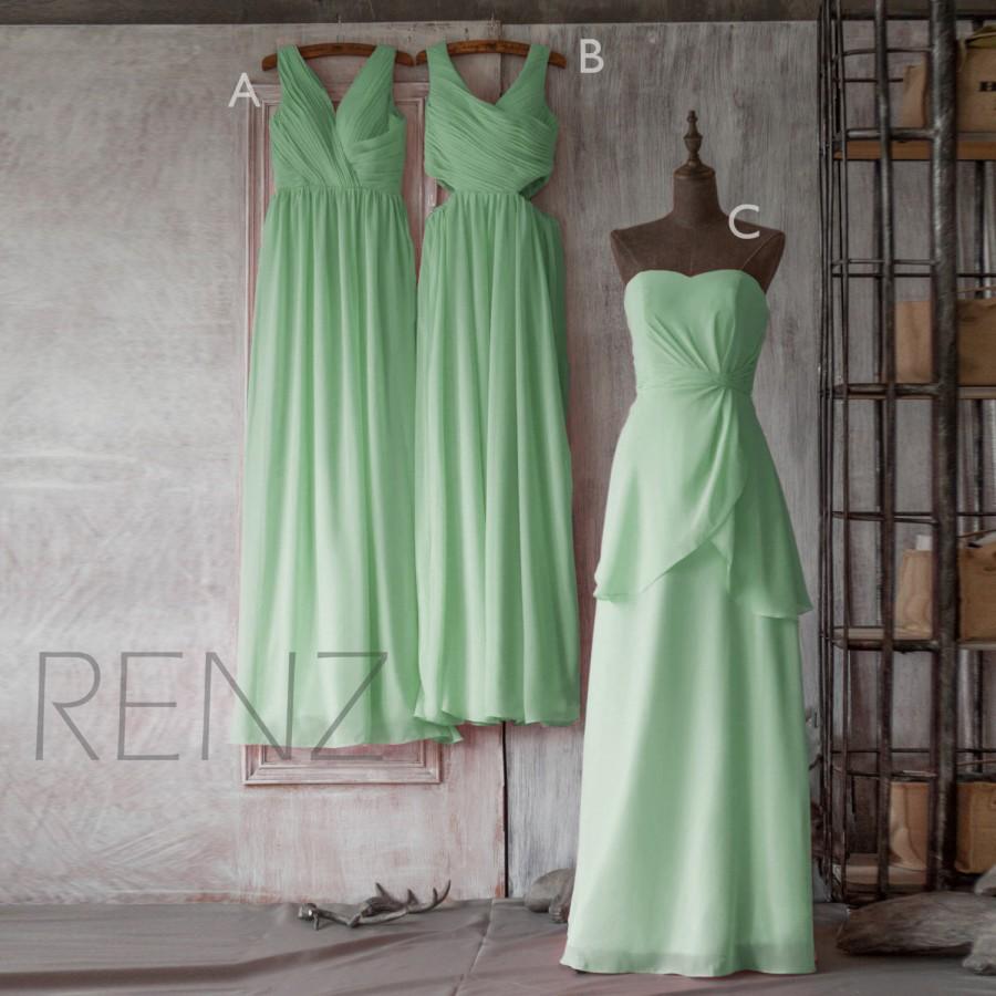 زفاف - 2016 Mint Green Bridesmaid dress, Mix and Match Wedding dress, Asymmetric Formal dress, Strapless Evening dress floor length (F125B-F127B)