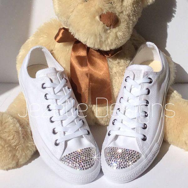 bedazzled white wedding converse
