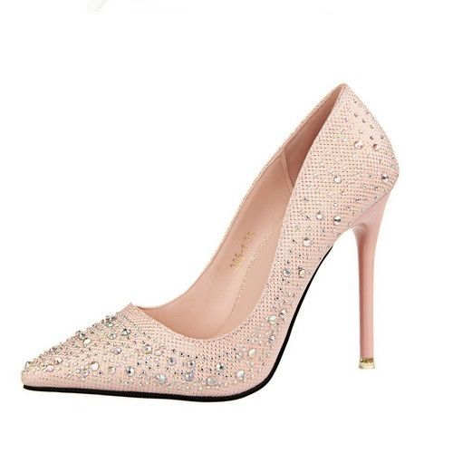 زفاف - Wedding Pointed Toe Women Pumps High Heels Stiletto Heel Crystal Shoes Woman