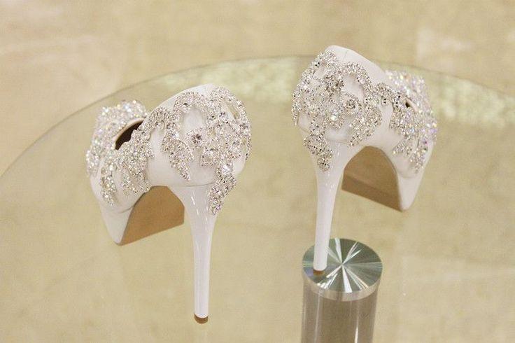 زفاف - Lace-up Crystal Bridesmaid Shoes For Wedding