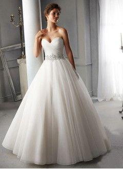Wedding - Ball-Gown Strapless Sweetheart Chapel Train Chiffon Wedding Dress With Ruffle Beading