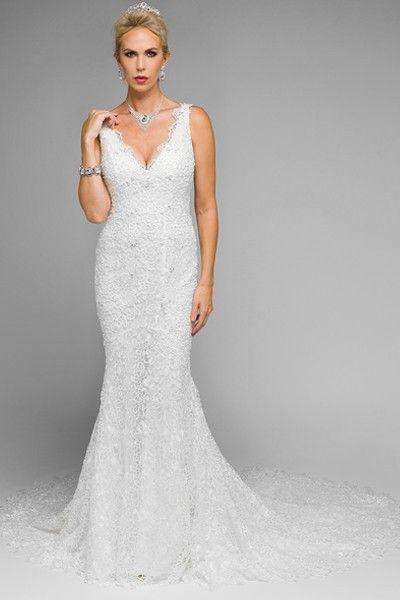 Mariage - Sheath Lace Wedding Dress Jul#341
