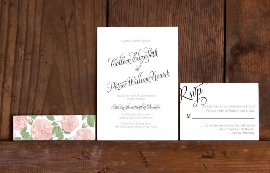 Свадьба - Calligraphy Love Wedding Invitation Template, Modern Calligraphy Wedding Invites,Digital Download,Floral and Calligraphy Wedding Invitations