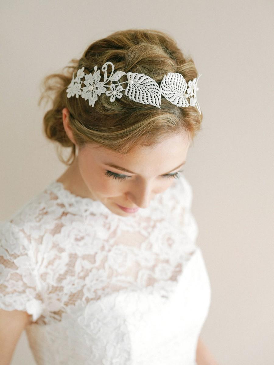 Hochzeit - Bridal lace headwrap, grecian headband, bohemian headband, wedding headpiece - style 227