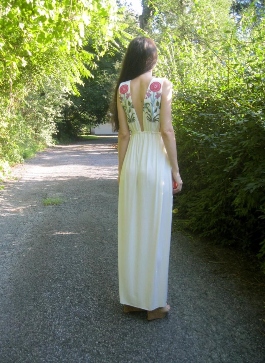 Mariage - wildflower - ivory bamboo with floral indian block print bohemian ethnic festival hippie wedding boho chic maxi dress
