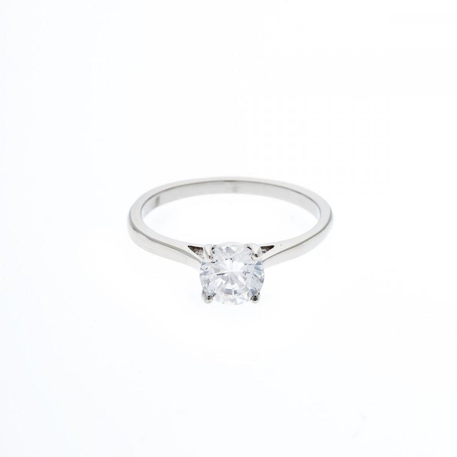 زفاف - 1ct Lab Diamond solitaire cathedral ring in Titanium or White Gold - engagement ring - wedding ring - handmade ring