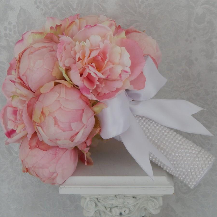 Свадьба - Blush Pink Peony Wedding Bouquet - Pink Peony Bridal Bouquet- Bou...