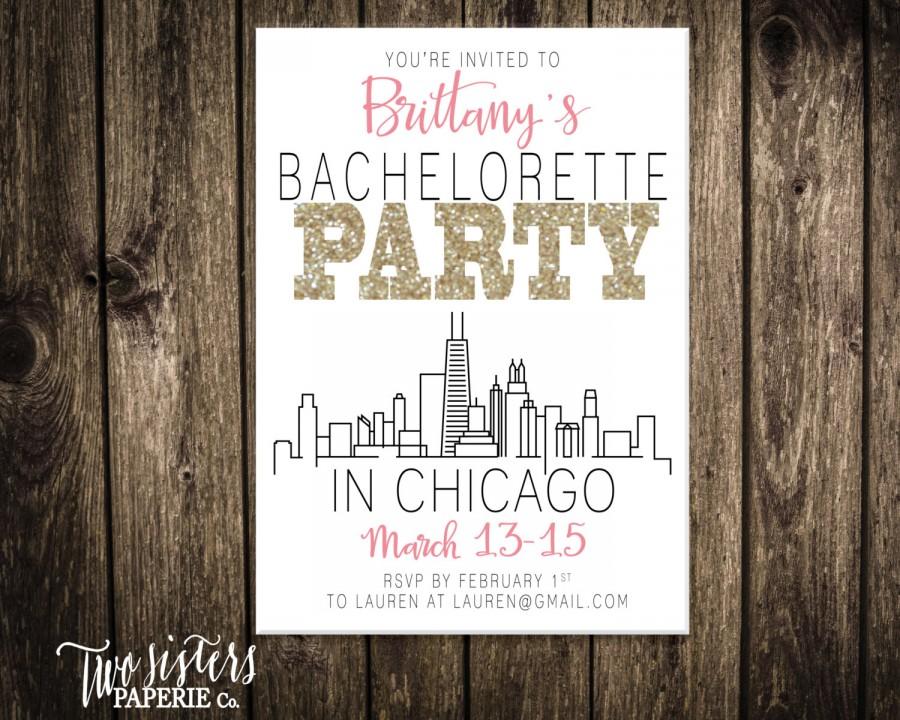 Mariage - Bachelorette Party Invitation - CHICAGO Bachelorette Party - Printable Invitation