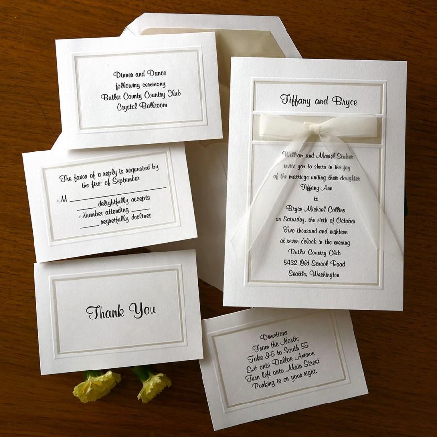 زفاف - Classy Organza Wedding Invitation Set - Raised Thermography Wedding Invite - Classic Wedding Invitation - Custom Wedding Invitation - AV1038