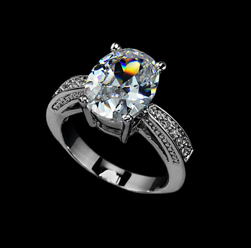 زفاف - 5 Carat Oval Cut Cubic Zirconia Engagement Ring Solitaire Ring Milgrain Ring Fancy Wedding Ring Cocktail Ring Prom Carving ring Gift, AR0004