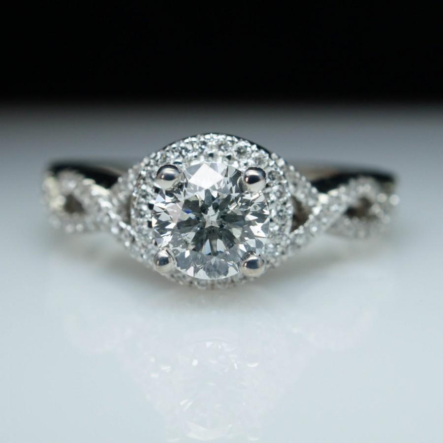Wedding - Halo Infiniti 1.17ctw Diamond Engagement Ring & Wedding Band Set (Complete Bridal Wedding Set)
