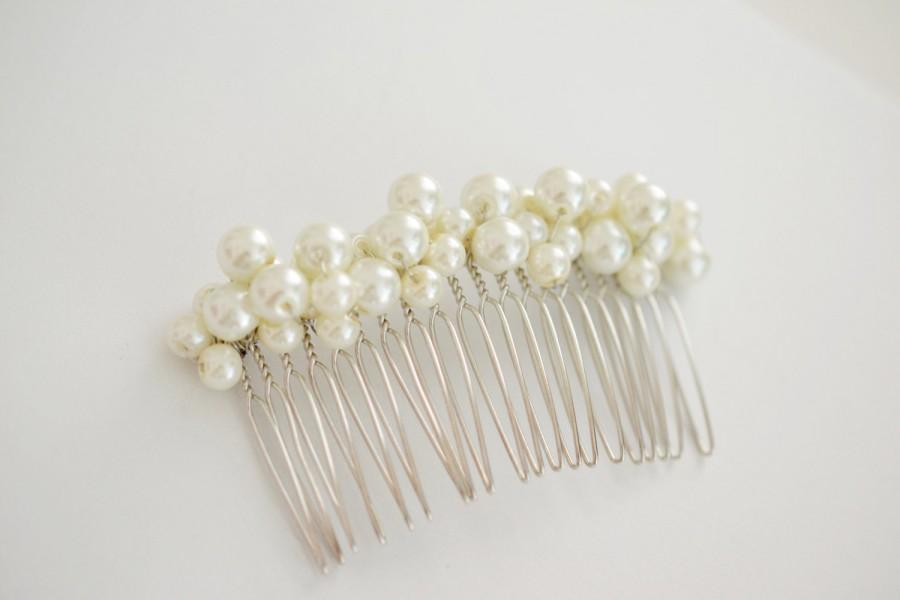 زفاف - Ivory Cream Pearl Hair Comb Hair Fascinator Wedding Accessory Bridal Hair Piece Budget Hair Comb Wedding Veil Attachment Tiara Silver Comb