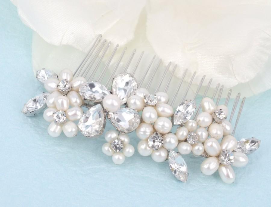 زفاف - La Belle de Printemps - Freshwater Pearl and Rhinestone Bridal Comb