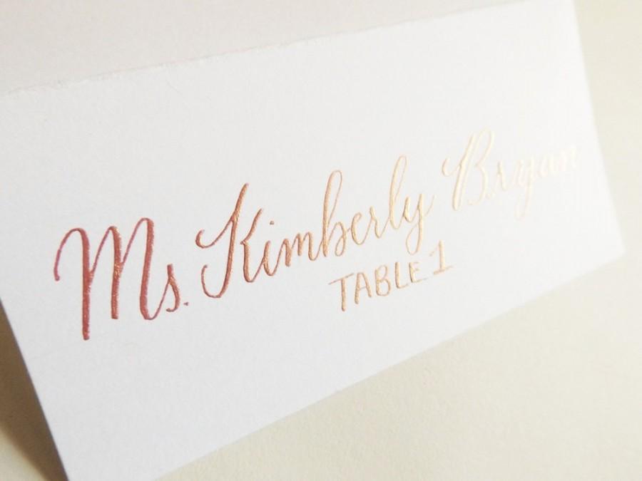 Hochzeit - Wedding Calligraphy for Escort or Place Cards - Rose Gold Ink - Clearwater Style