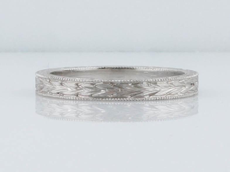 Wedding - Art Deco Wedding Band Inspired Hand Engraved Platinum