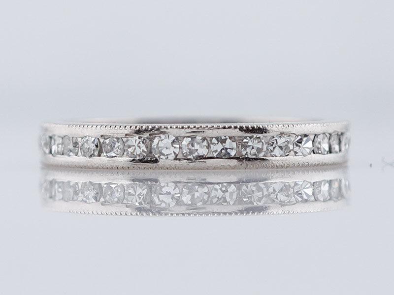 Hochzeit - Antique Wedding Band Art Deco .85cttw Single Cut Diamond Eternity in Platinum