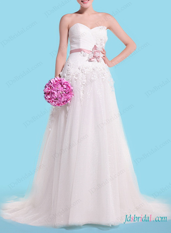 زفاف - H1456 Spring florals details tulle a line wedding dress