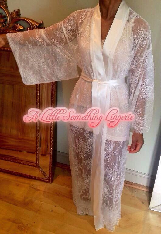 long lace kimono robe