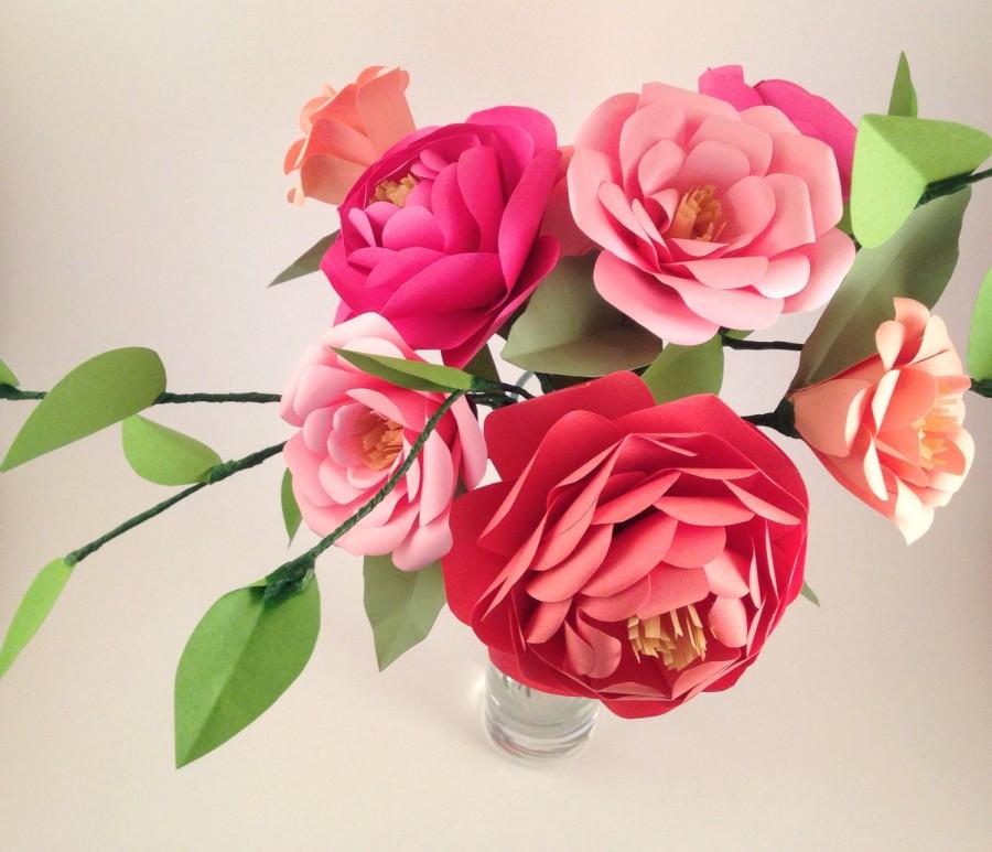 زفاف - Sweet Pink Flower Arrangement, pink and salmon Paper Flowers, Wedding Bouquet