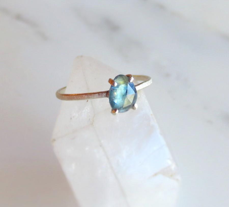 زفاف - Natural Blue Sapphire Ring, Rose Cut Sapphire Ring, Alternative Stone Engagement Ring, Choose Your Own Stone, 14k Gold Ring Made To Order