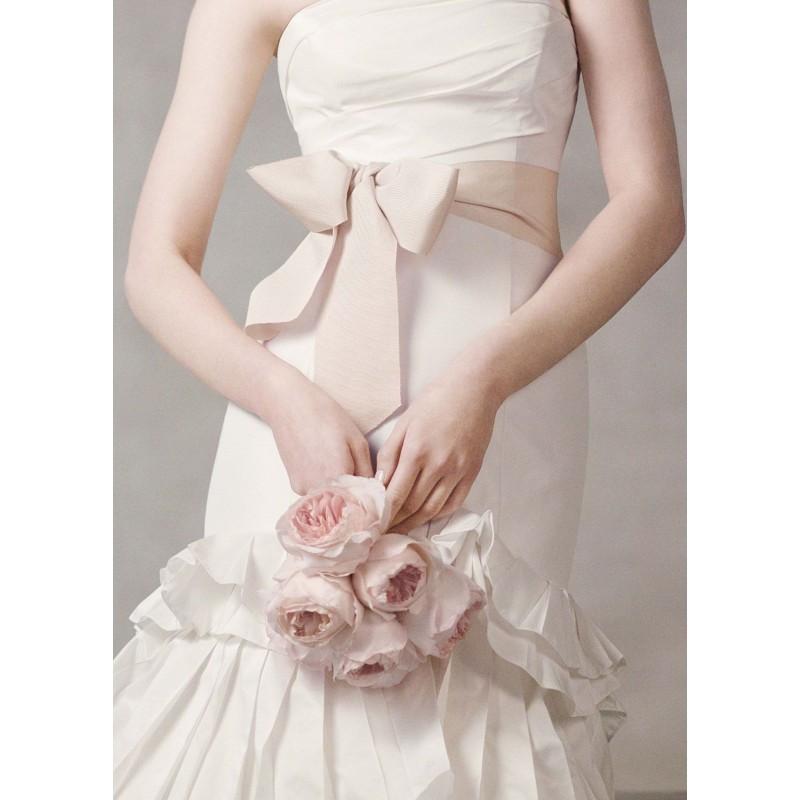 زفاف - Customize White Champagne Grosgrain Ribbon Sash Vera Wang Wedding Dresses Vw370044 - Cheap Discount Evening Gowns