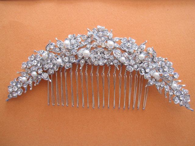 Mariage - Large bridal hair comb wedding headpiece bridal hair accessory wedding hair comb bridal hair jewelry wedding comb bridal accessory bridal