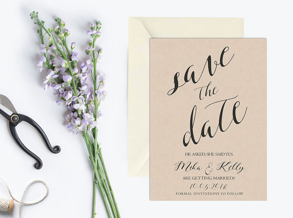 Hochzeit - Rustic Save the Date Invitation, Kraft Save the Date Invitation Printable, Save the Date Invite, Vintage, Modern Save the Date Invitation