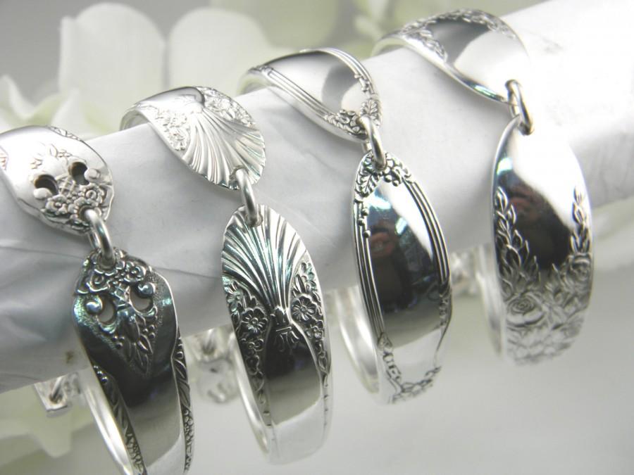 Mariage - Bridesmaids Bracelets, FREE ENGRAVING, Personalized Bridesmaids Bracelets, Choose Quantity, Personalized, Spoon Bracelets, Victorian Wedding