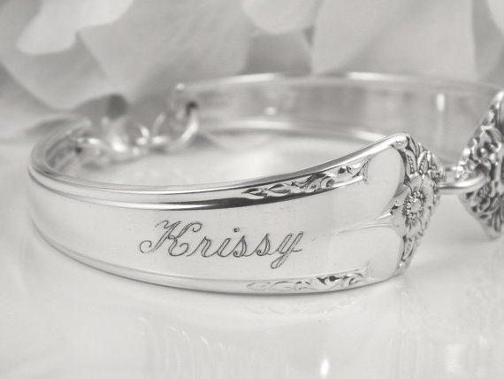 Mariage - PERSONALIZED Bridesmaids Bracelets, FREE ENGRAVING, Bridesmaid Gifts, Choose Quantity, Spoon Bracelets, Wedding Jewelry, Bracelets
